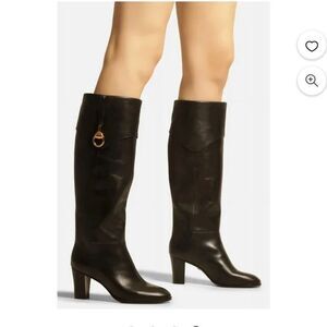 Sleek Black Leather Heeled Boots